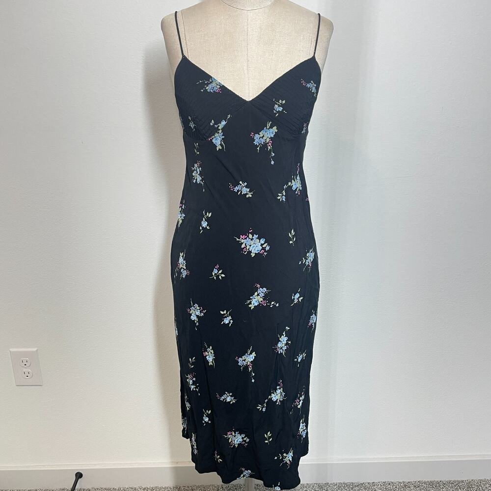 VTG Gap Dress Y2K Women 0 Black Floral Fairy Coquette Femme Indie Midi